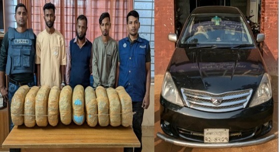 মাধবপুরে গাঁজা ভর্তি প্রাইভেট কারসহ গ্রেফতার-৩