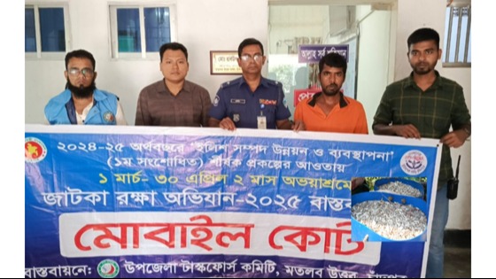 মতলবের জাটকা ইলিশ পরিবহনকারীকে জরিমানা