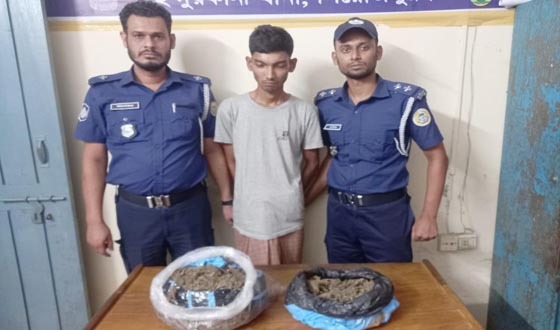 ইন্দুরকানীতে আড়াই কেজি গাঁজাসহ মাদক ব্যবসায়ী গ্রেফতার