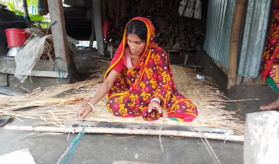 তালায় মাদুর বুনেই সংসার চালায়  মুনজুরি রানী