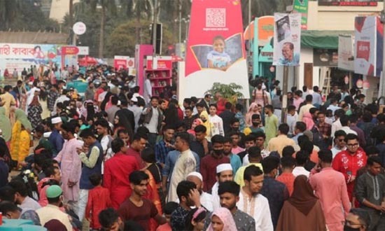 মাতৃভাষা দিবসে বইমেলায় পাঠকদের ঢল