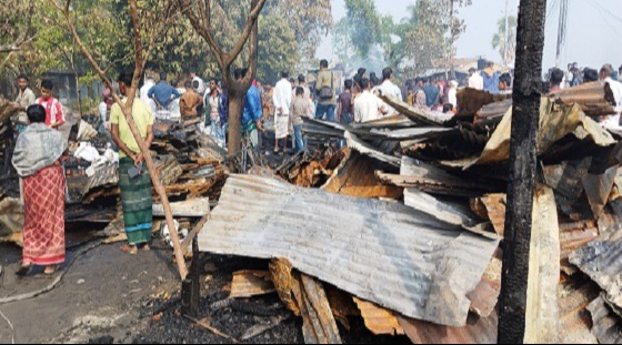 হাতিয়ায় আগুনে পুড়ে ছাই ১৪ দোকান
