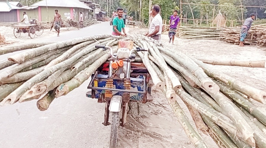 ঢাকা-বাগেরহাট ভায়া চিতলমারী মহাসড়কে যাত্রীঝুঁকিতে বাঁশের কেনাবেচা