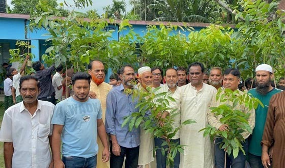 আবুল কাশেম সরকারি প্রাথমিক বিদ্যালয়ে শিক্ষার্থীদের মধ্যে গাছের চারা বিতরণ