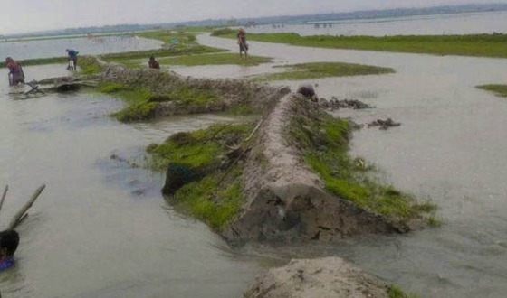 পাইকগাছায় খালে বাঁধ দিয়ে স্থায়ী জলবদ্ধতার আশঙ্কা
