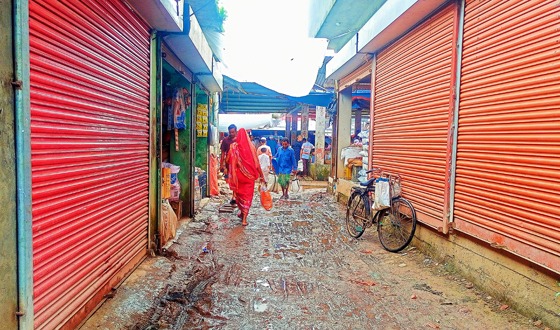 কাউখালী দক্ষিণ বাজারের খেয়া ঘাটের রাস্তার বেহাল দশা