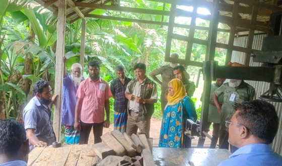ফুলবাড়িয়ায় অবৈধ করাতকলে অভিযান