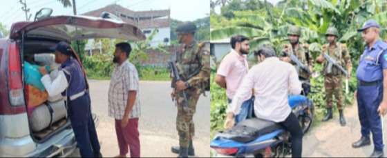 চাঁদপুর সদরে যৌথ বাহিনীর ভ্রাম্যমান চেকপোস্ট, ৬ মোটরসাইকেল জব্দ