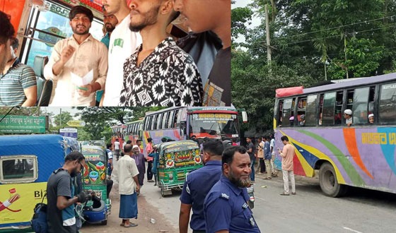 চাঁদপুর মতলবে সড়ক দূর্ঘটনা রোধে ছাত্র-জনতার অভিযান