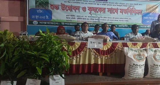 তালায় কৃষকদের মাঝে বিনামূল্যে বীজ ও সার বিতরণ