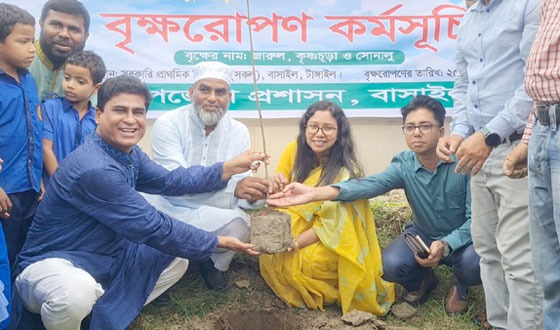 বাসাইলে সকল প্রাথমিক বিদ্যালয়ে বৃক্ষরোপণ কর্মসূচি পালন