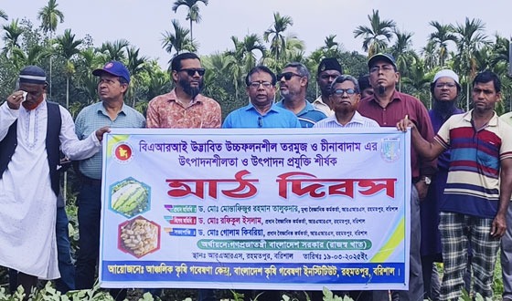 বিএআরআই উদ্ভাবিত উচ্চ ফলনশীল তরমুজ ও চীনাবাদাম উৎপাদন শীর্ষক মাঠ দিবস