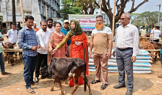 কলমাকান্দায় ক্ষুদ্র নৃ-গোষ্ঠির মাঝে ষাঁড় বাছুর বিতরণ