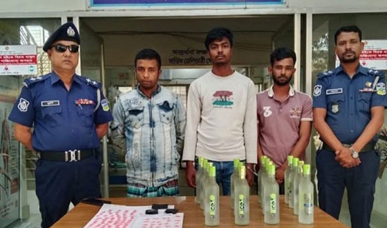 নালিতাবাড়ীতে মদ ও ইয়াবাসহ আটক ৩