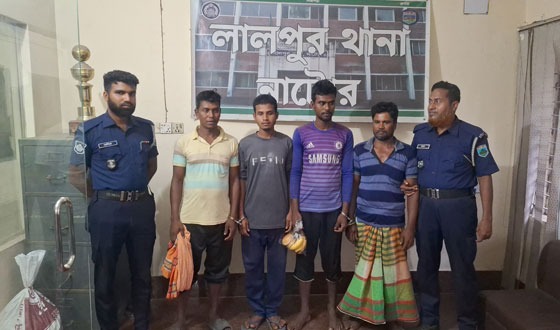 লালপুরে পদ্মায় অবৈধভাবে বালু উত্তোলন: গ্রেফতার ৪