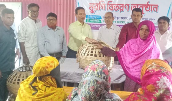 নাগেশ্বরীতে নদী বিধৌত চরাঞ্চলের সুবিধাবঞ্চিতদের মুরগী বিতরণ