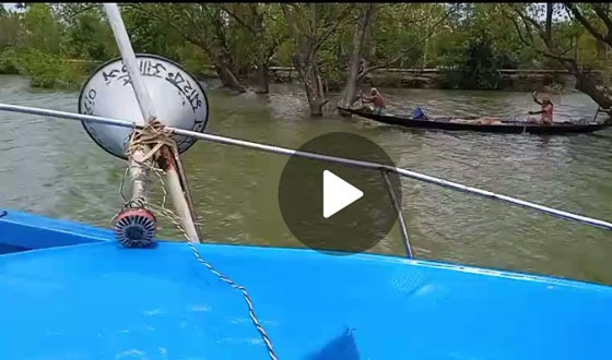 সুন্দরবনে প্রবেশ নিষিদ্ধ জানিয়ে শাকবাড়িয়া নদীতে মাইকিং