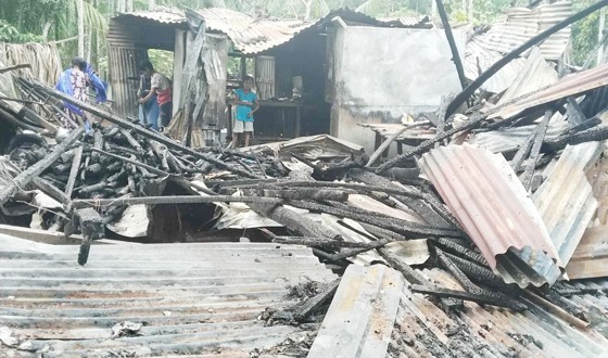 লালমোহনে আগুনে পুড়ে ছাই অটোরিকশা চালকের বসতঘর
