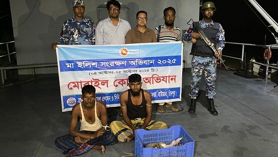 হাইমচর মেঘনায় ইলিশ শিকারের দায়ে দুই জেলের কারাদণ্ড