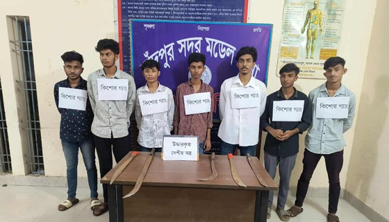 চাঁদপুরে দেশীয় অস্ত্রসহ কিশোর গ্যাং'র ৭ সদস্য গ্রেফতার