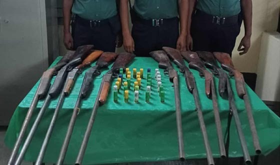 দর্শনামোড় থেকে একনলা বন্দুক, কার্টুজ ও গুলি উদ্ধার