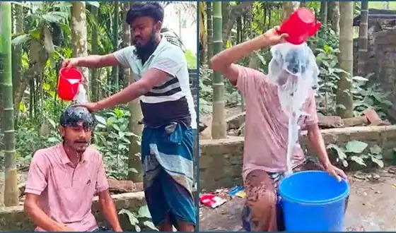 দুধ দিয়ে গোসল করে অনলাইন জুয়া ছাড়ার ঘোষণা