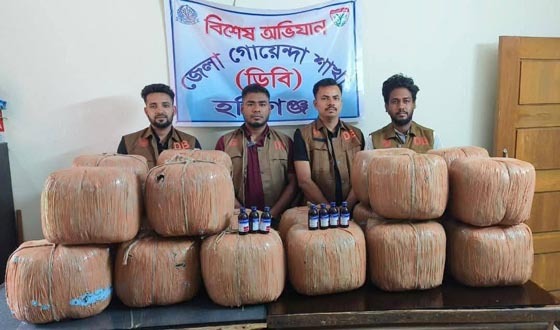 মাধবপুরে ১২৯ কেজি ভারতীয় গাঁজাসহ নারী গ্রেপ্তার