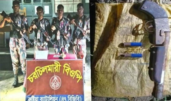 দৌলতপুর সীমান্তে অস্ত্র-গুলি এবং চোরাচালানী পণ্য উদ্ধার