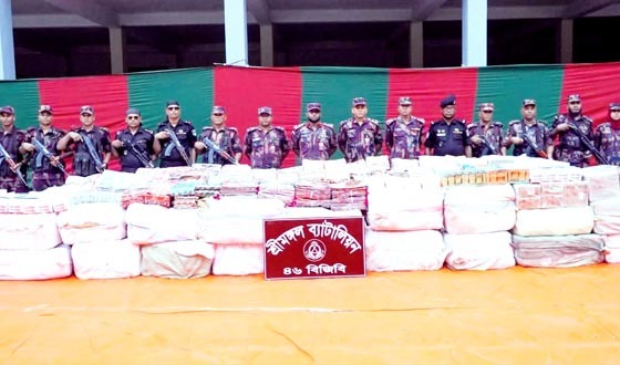শ্রীমঙ্গলে ৩ কোটি টাকার ভারতীয় অবৈধ মালামাল জব্দ