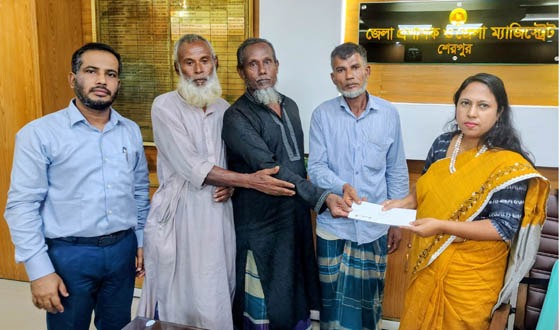 শেরপুরে সাপে কাটা মৃত ছাত্রের পরিবারকে ডিসির আর্থিক অনুদান