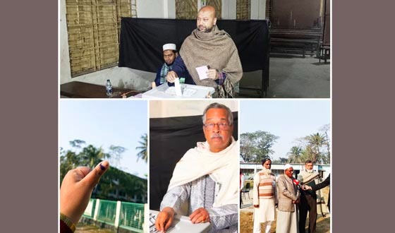 বরিশাল-৩ আসনে প্রার্থীদের ভোট প্রদান