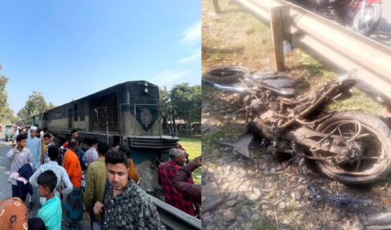 রাজারহাটে মোটরসাইকেলের ধাক্কায় ট্রেনের ইঞ্জিন বিকল