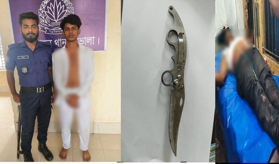 লালমোহনে কলেজ ছাত্রকে কুপিয়ে হত্যা, থানায় আত্মসমর্পণ খুনির