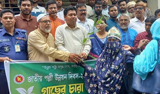 সিংড়ায় জাতীয় পল্লী উন্নয়ন দিবসে গাছের চারা বিতরণ