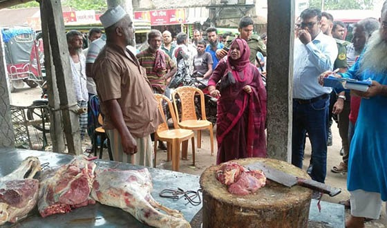 মধুখালীতে পচা গরুর মাংস বিক্রির অভিযোগে ব্যবসায়ীকে জরিমানা