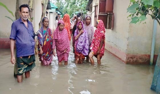 ভারী বর্ষণে মান্দার আশ্রয়ণ পল্লির ২শ পরিবার পানিবন্দি