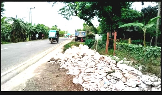 মহাসড়কের পাশে মুরগির বিষ্টার দুর্গন্ধে অতিষ্ঠ পথচারী