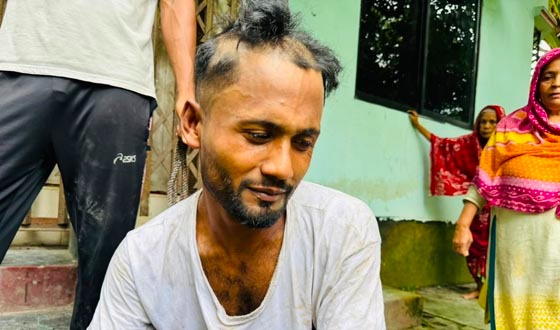 চোরকে বেঁধে ন্যাড়া করে দিলো গ্রামবাসী