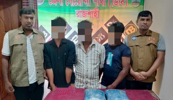 তানোরে দুই কেজি গাঁজাসহ তিন মাদক কারবারি গ্রেপ্তার