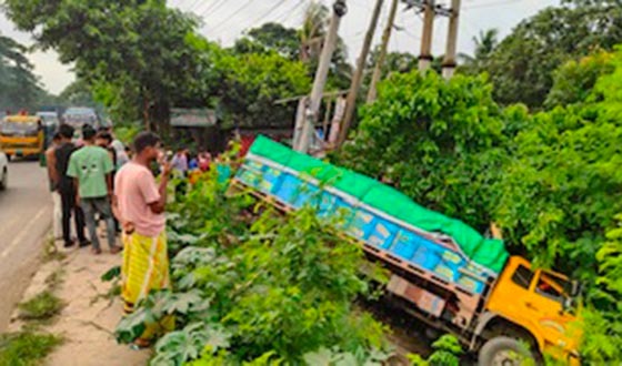 সোনারগাঁয়ে নিয়ন্ত্রণ হারিয়ে ট্রাক খাদে পড়ে নিহত ১, আহত ৪