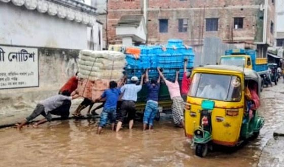 চাঁদপুর মতলব-গৌরীপুর পেন্নাই নারায়ণপুর সড়ক যেন ডোবা