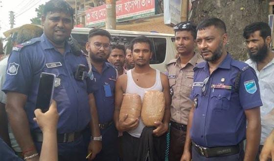 মধুখালীতে দুই কেজি গাঁজা সহ মাদক ব্যবসায়ী আটক