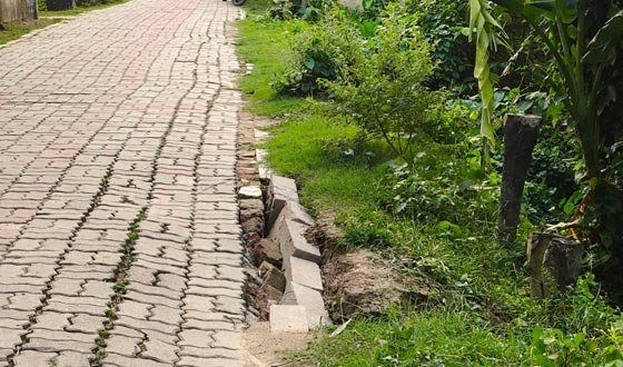 কালীগঞ্জে কোটি টাকার ব্লক রাস্তা ধোসে বাড়ছে চলাচলের ঝুকি