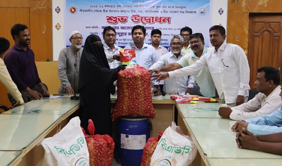 সিংড়ায় কৃষকদের বিনামূল্যে পেঁয়াজ বীজ-সার বিতরণ