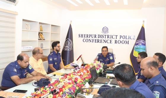 শেরপুর জেলা পুলিশের মাসিক অপরাধ পর্যালোচনা সভা