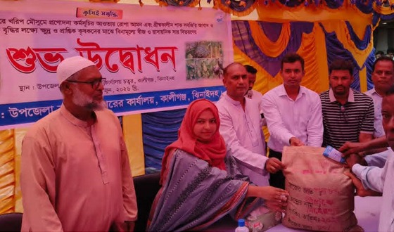 কালীগঞ্জে কৃষকদের বিনামূল্যের ধান বীজ ও সার বিতরণ