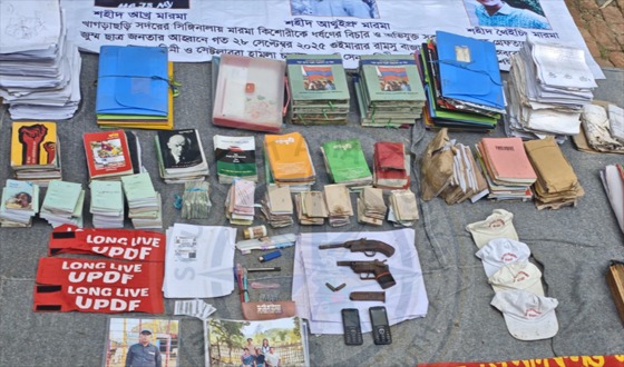 গুইমারায় ইউপিডিএফের নেতা আটক, অস্ত্র-চাঁদাবাজির নথি উদ্ধার