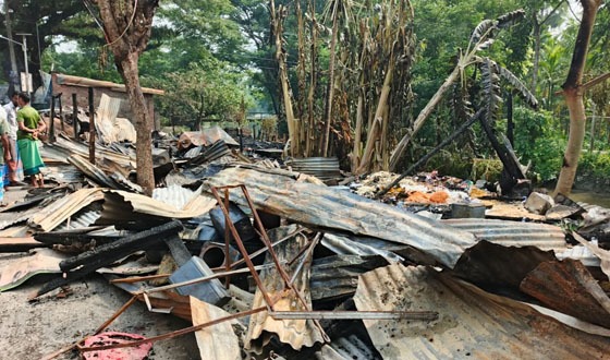 পিরোজপুরে ভয়াবহ আগুনে ১৪ টি দোকান ভস্মীভূত
