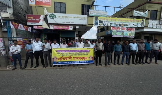 বুধহাটায় মেডিকেল রিপ্রেজেন্টেটিভদের মানববন্ধন
