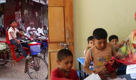 দৌলতপুরে ভ্যান ছেড়ে স্কুলে ফিরলো জুনায়েদ